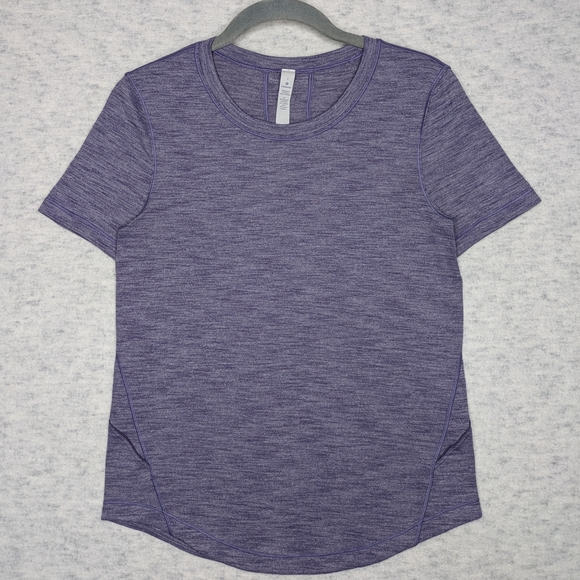 Lululemon Women's Long Distance Short Sleeve Tee Heathered Lilac Sz 2 - Picture 2 of 10